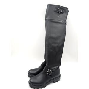 Marc Fisher Ganven Over-The-Knee Boots Buckle Women's Black Size US6.5M EU37